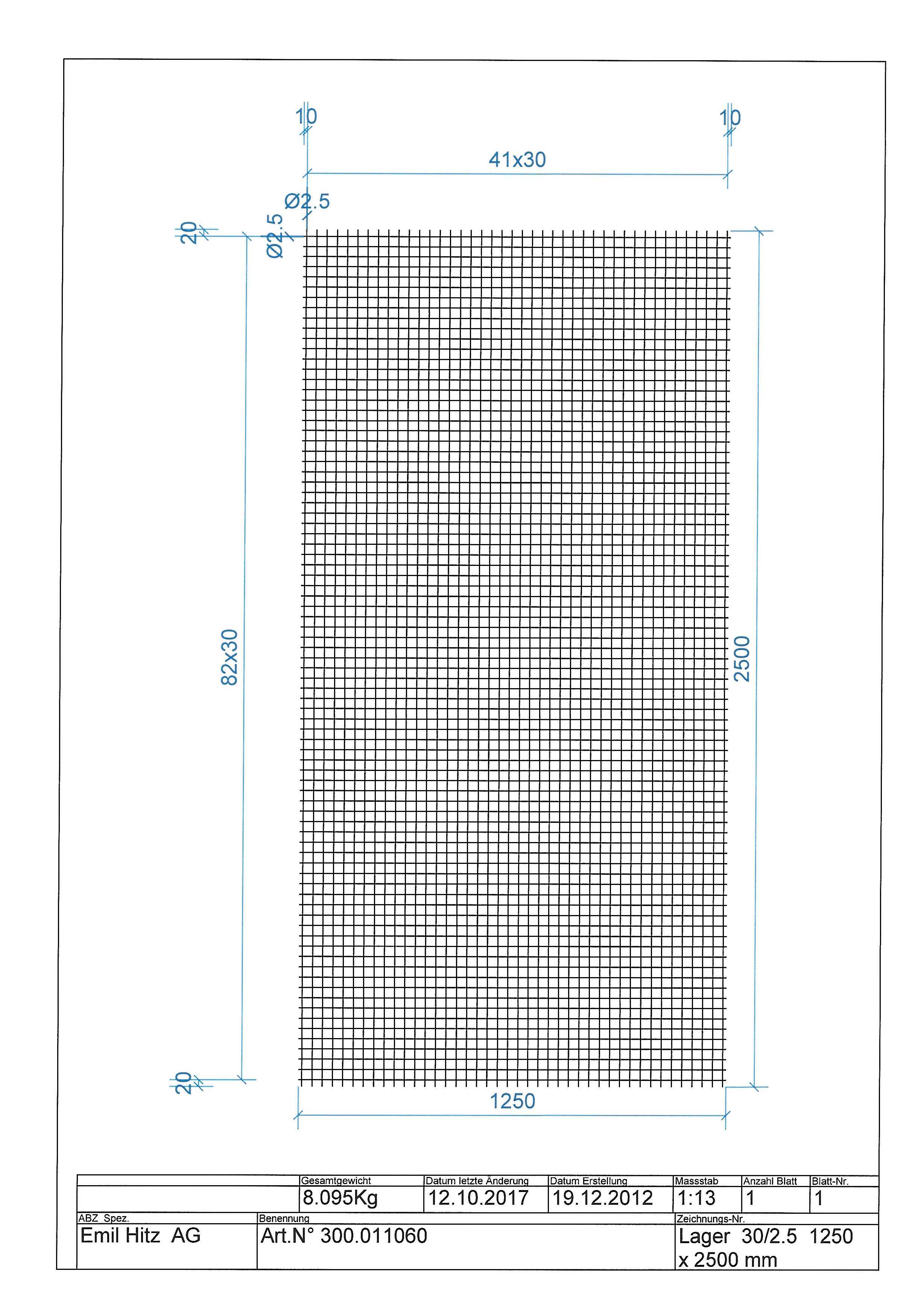 Schweißgitter 050x3,0 mm verzinkt 2000 x 1000 mm | 16710